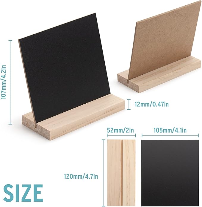 ONUPGO Chalkboard Signs with Wood Base Stands, 10X12cm Vintage Wooden Tabletop - Image 4