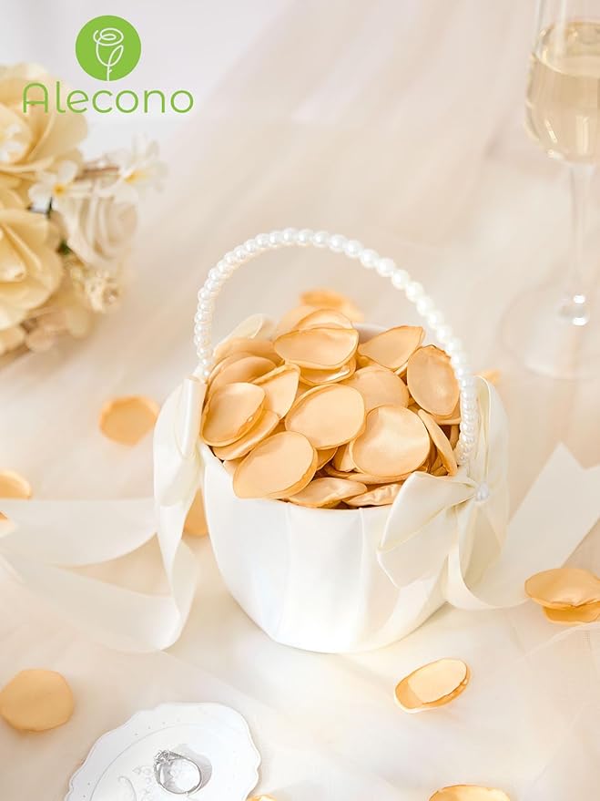 Alecono  Silk Rose Petals, Fake Champagne Golden Petals - Image 6