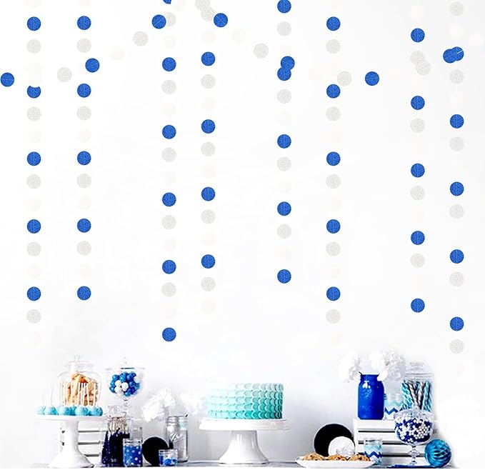 Navy-Blue White-Silver Birthday Party-Decorations Streamers - 52FT Graduation - Image 5
