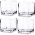 Enova Floral Set of 4 Cube Glass Vase, Floating Candle Holders, Table by EnovaFloralInc