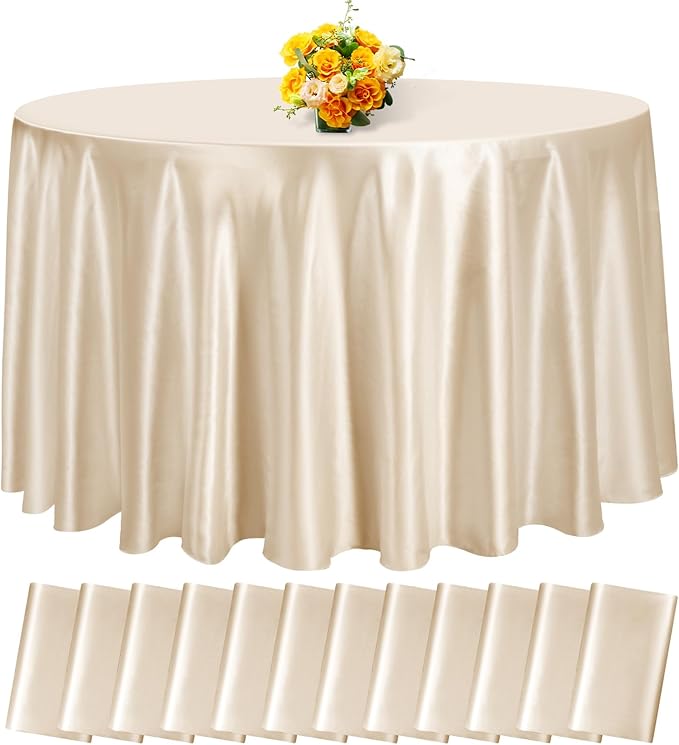 12 Pack 120 Inch Champagne Satin Tablecloth by fani
