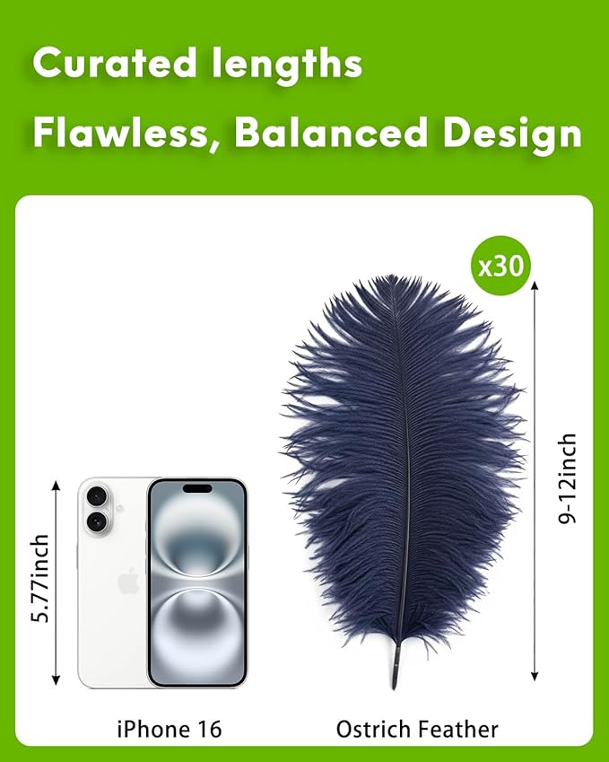NEWONG 30pcs Navy Blue Ostrich Feathers Natural Bulk 9-12inch Vase Craft - Image 2