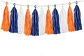 15PCS Navy Blue Orange White DIY Party Tassel Garland Paper Banner Streamer by ALLHEARTDESIRES