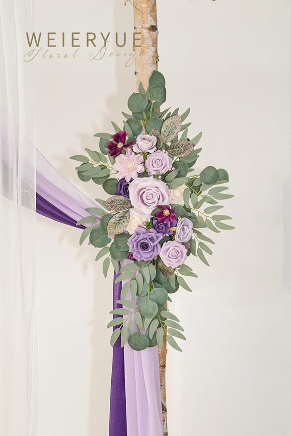 Deluxe Purple Artificial Wedding Arch Flowers - Image 4