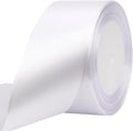 White Solid Satin Ribbon 2 Inch 25 Yards Solid Polyester Fabric Ribbon by Riunbb