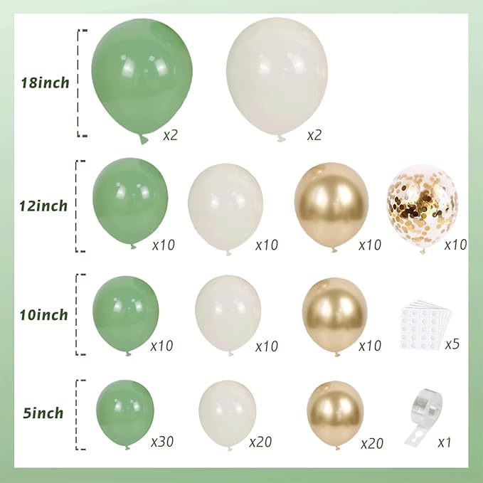 Sage Green White Sand Balloon Arch Kit - Image 2