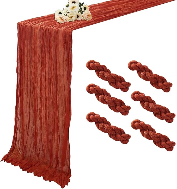 Terracotta 6 Pack Cheesecloth Table Runner 120 Inch 10 FT Boho Rustic Gauze by RRBXIA