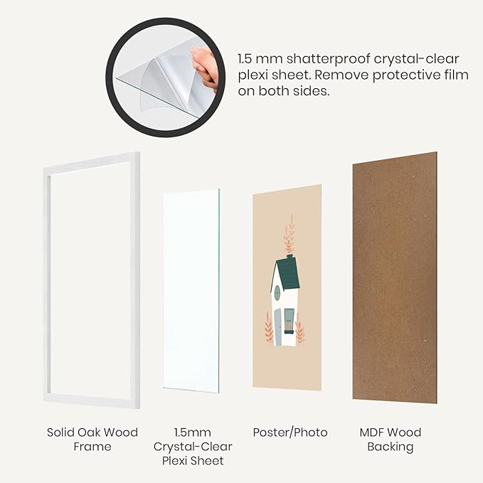 Opposite Wall - 16x20 in - White Solid Oak Wood Picture Frame - Lightweight - Image 4