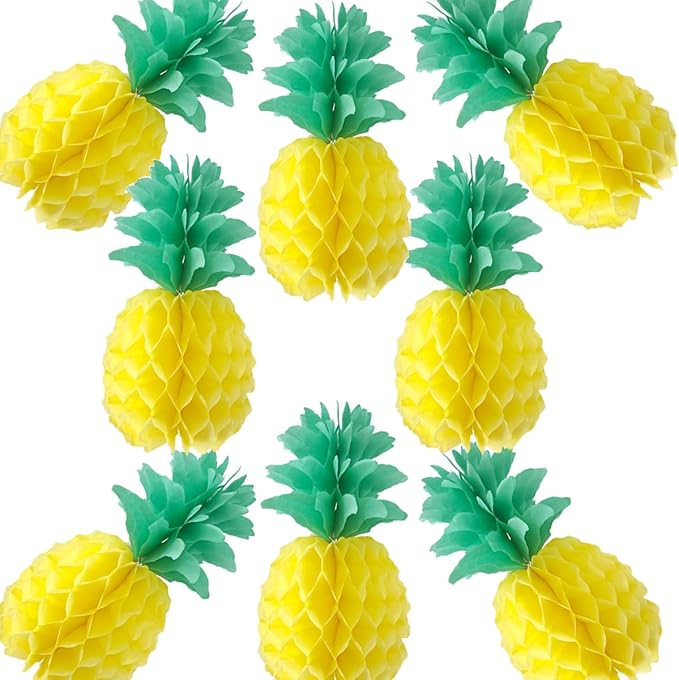 10inch Paper Pineapple Honeycomb Decorations 8pcs Tissue Party Pineapple by Yangeey