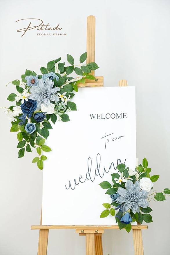 Wedding decor Welcome Sign Flower Backdrop Garland - Image 2