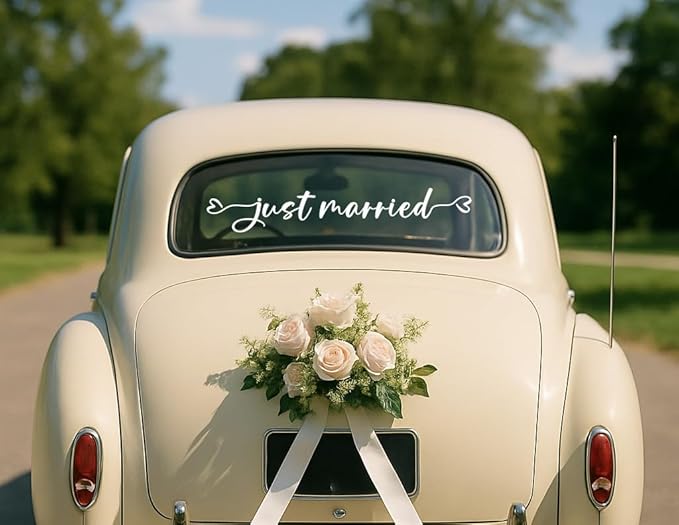 Just Married Car Decal – Wedding Bumper Sticker - Image 4