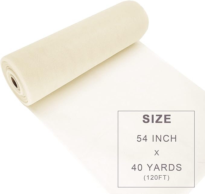 Ivory Tulle Fabric Roll Spool Bolt Large Tulle Wedding Party Decoration - Image 3