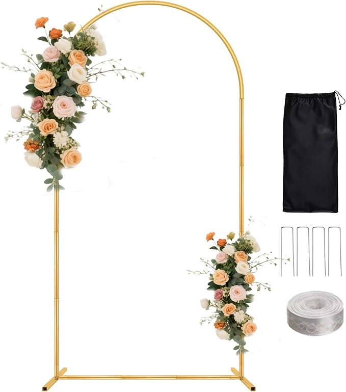 7.2FT Arch Backdrop Stand for Parties, Metal Balloon Arch kit Stand by WellSign