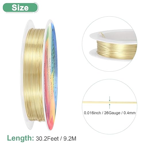 0.4 mm/26 Gauge Copper Wire for Jewelry Making, 30.2FT Copper Beading Craft - Image 3