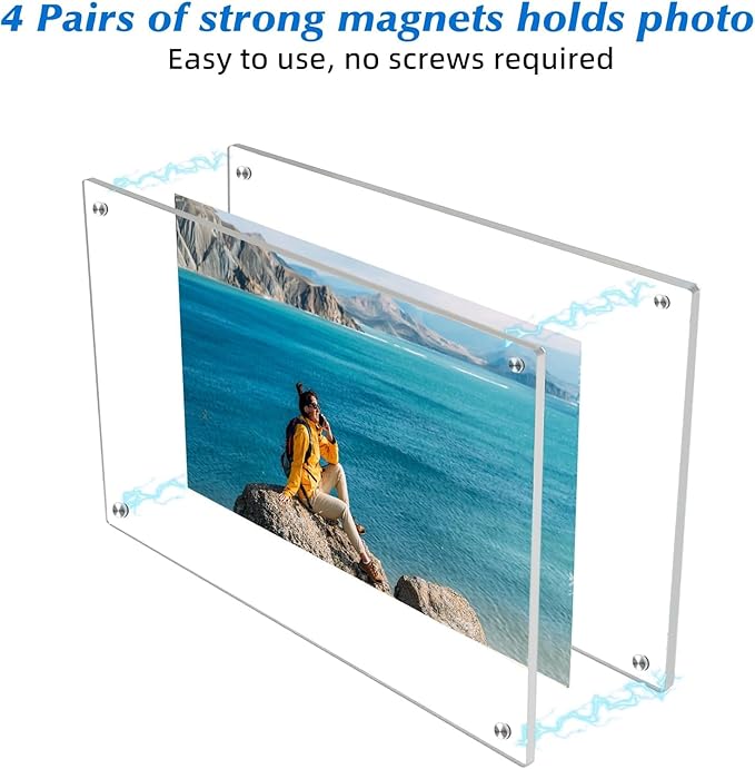4 Pack Magnetic Picture Frames for Refrigerator 4x6, Acrylic Fridge Magnet Frame - Image 3