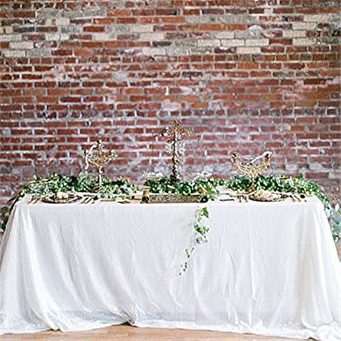 QueenDream White Tablecloth 60x102 Inch Rectangular Sequin Tablecloth - Image 6