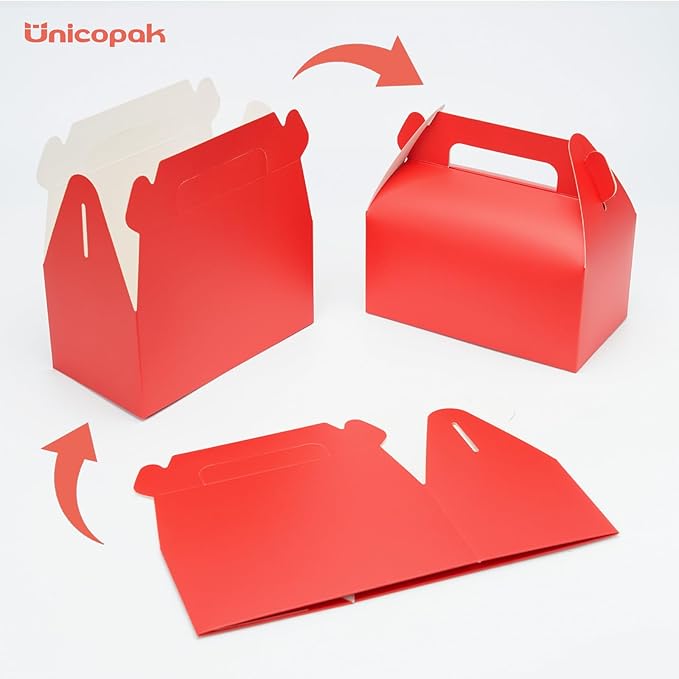 UnicoPak 30 Pack Red Gable Treat Boxes Party Favor Goodie Bag Boxes - Image 4