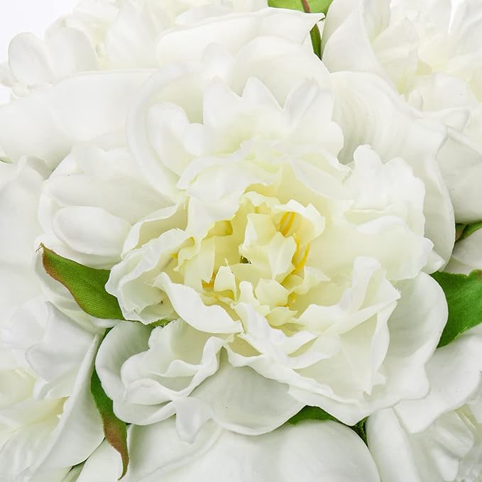 Hollyone Fake Flowers White Peonies Artificial Flowers Faux Flowers - Image 3