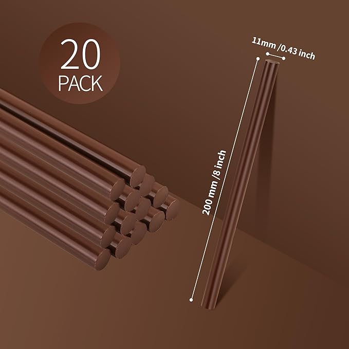MATUFF Brown hot Glue Sticks Full Size 0.43” Dia x 8” Long, All-Purpose Colored - Image 2