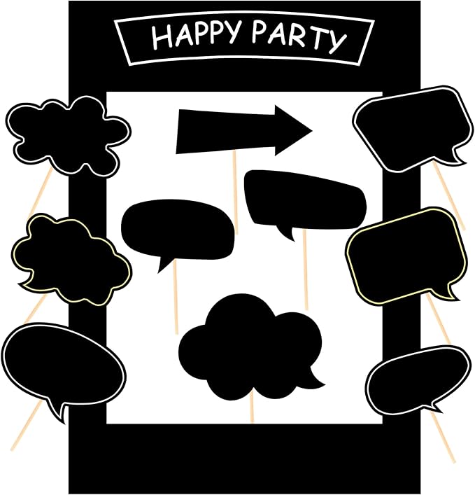 18pcs Blank Photo Booth Props Black Chalkboard Photo Booth Props Frame by WHQXFDZ