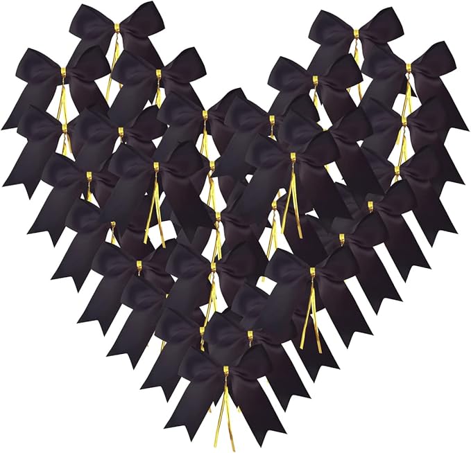 50pcs 3-1/2" Black Satin Ribbon Bows by Micomon