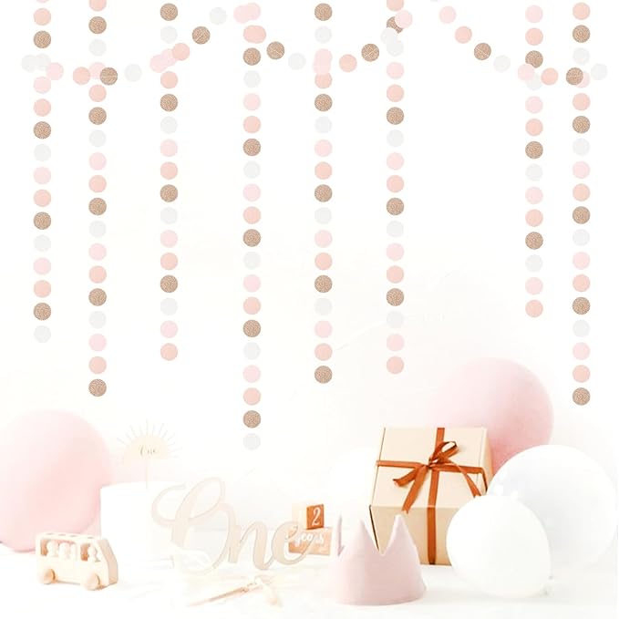 Rose-Gold Pink-White Birthday Party-Decorations Streamers - 52Ft Baby Bridal - Image 5