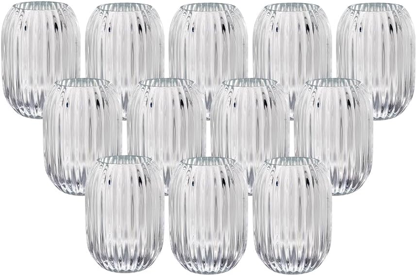 Serene Spaces Living Clear Optical Glass Votive Holder, Measures 5" Tall and by SereneSpacesLiving