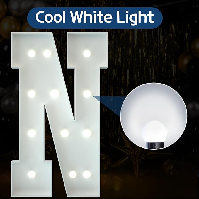 imprsv Marquee Letter N, 13.37x5.1in, Cool White LED Light, Decorative Signage - Image 2