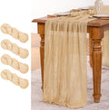 MLMW 4 Pack Champagne Gold Table Runner Cheesecloth Boho Gauze Rustic Cheese by MLMW