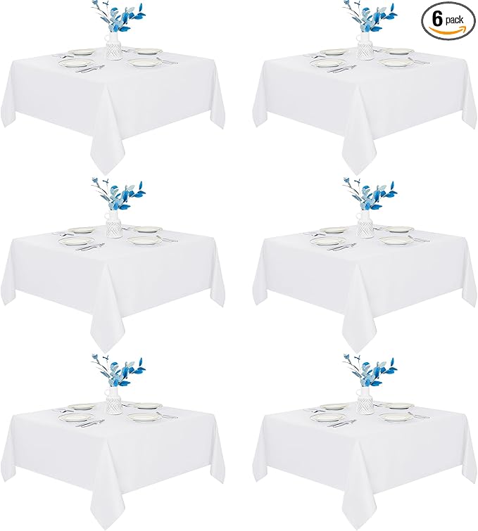 Fitable 6 Pack White Square Tablecloths by Fitable