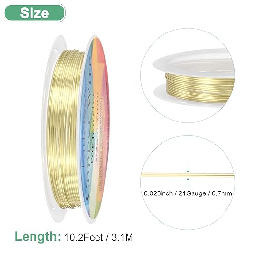 0.7 mm/21 Gauge Copper Wire for Jewelry Making, 10.2FT Copper Beading Craft - Image 3
