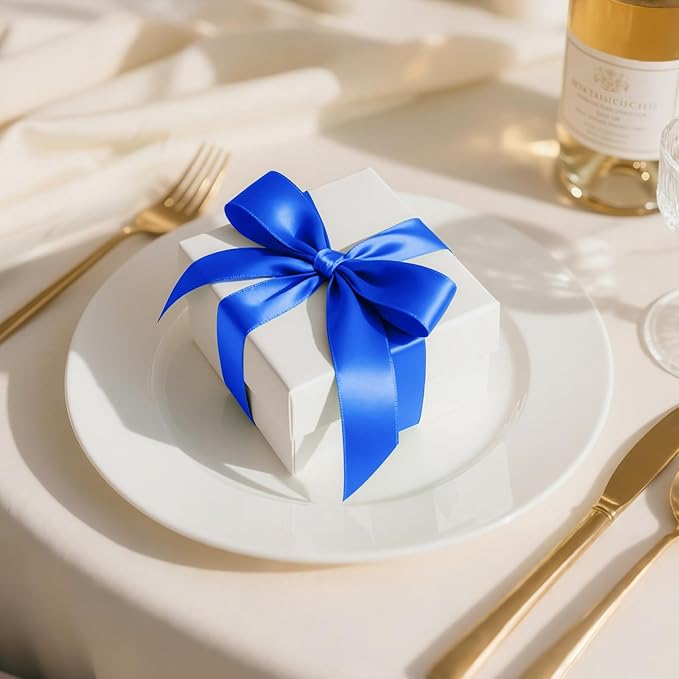 Double Faced Royal Blue Satin Ribbon, 1-1/2" x 25 Yards Ribbons, Wedding Decor - Image 3