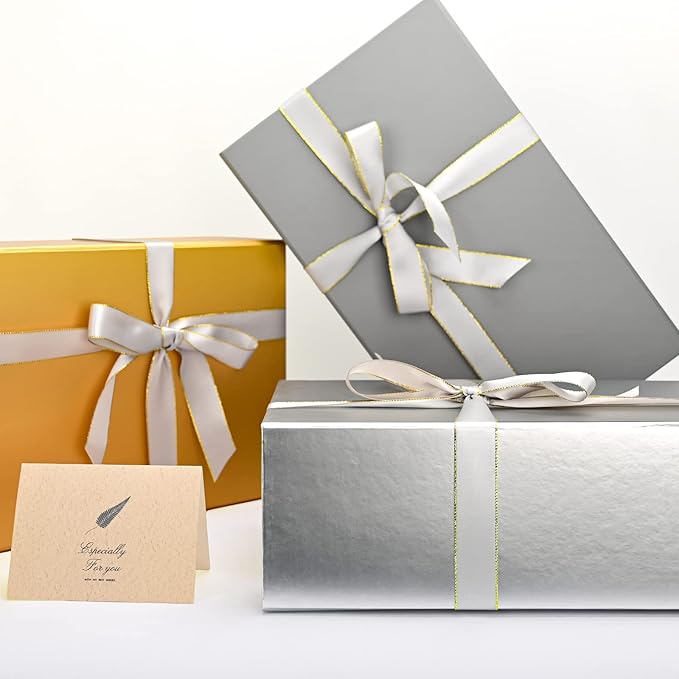 LIFELUM Gift Boxes with Lids, 5 Pack 13.85 x 8.35 x 4.45 inch Silver Gift Boxes - Image 7