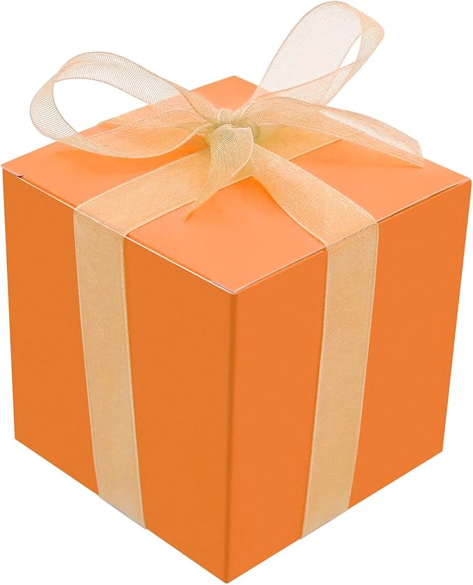 Oletx 25 Pcs Orange Paper Gift Boxes, Halloween treat boxes, Small Candy Boxes - Image 6