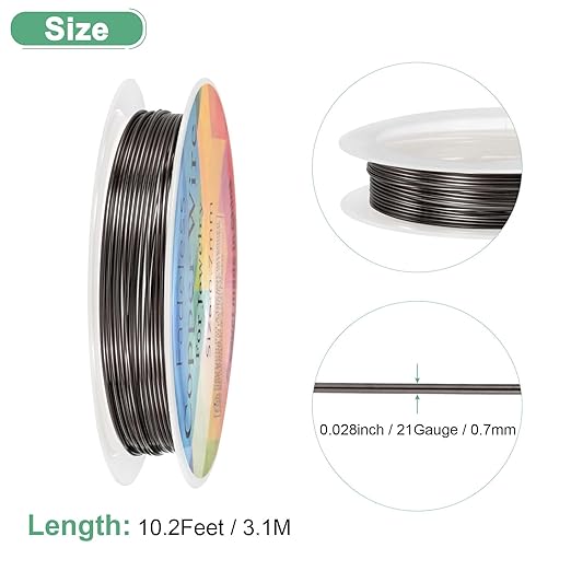 0.7 mm/21 Gauge Copper Wire for Jewelry Making, 10.2FT Copper Beading Craft - Image 3