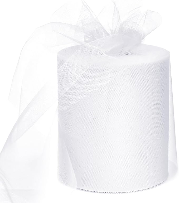 6" x 200 Yards White Tulle Fabric Rolls by GCVOPTON