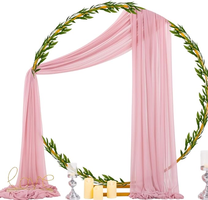 Socomi Wedding Arch Draping Fabric 29" x 20Ft 4 Panels Dusty Rose Sheer Outdoor - Image 4
