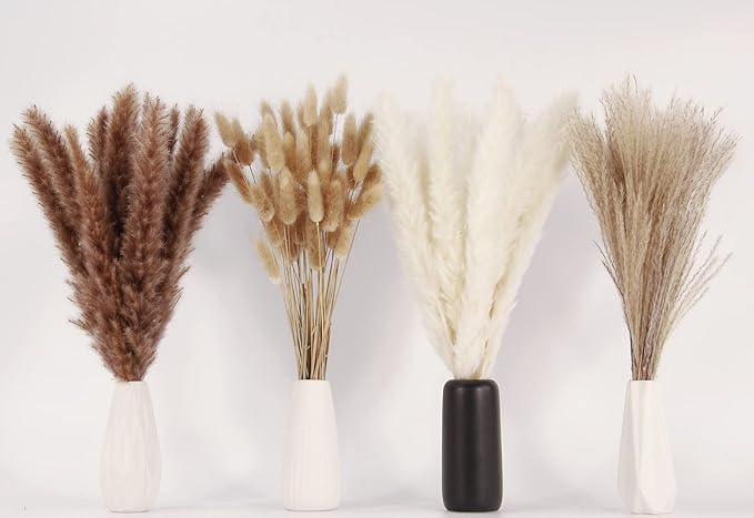 Dried Pampas Grass Decor, 100 Stems Pampas Grass Contains Bunny Tails Dried - Image 3