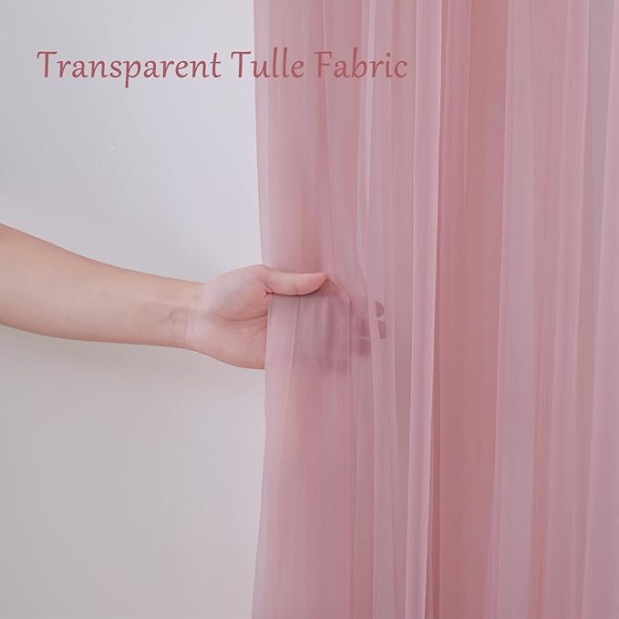 10x10 Dusty Rose Tulle Backdrop Curtains - Image 2