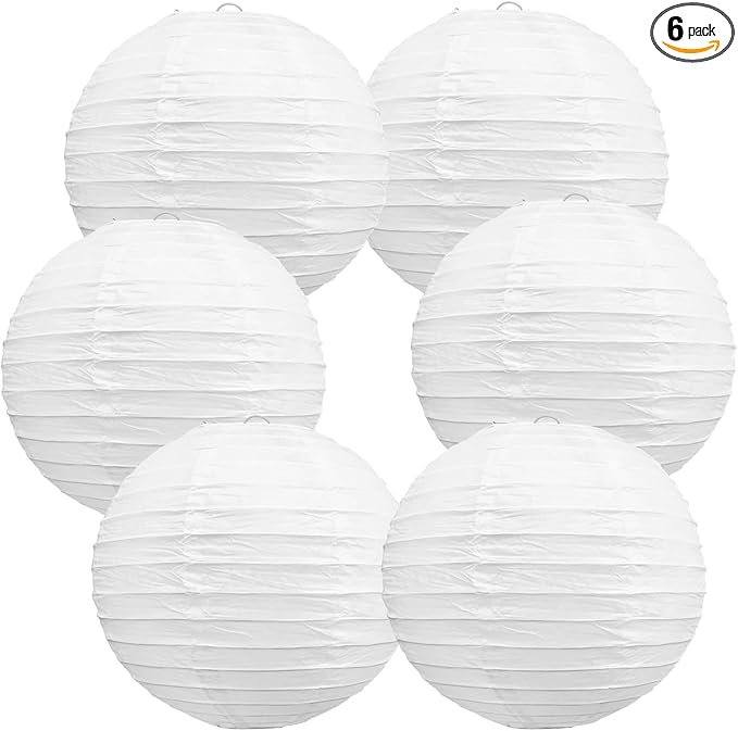 BEISHIDA 8-Inch White Paper Lanterns Decorative Chinese/Japanese Hanging Round by Beishida
