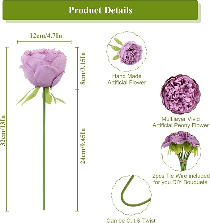 U'Artlines Artificial Peony Silk Flower - Image 3