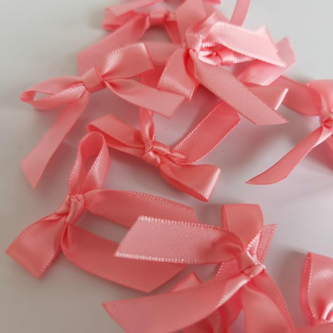 50pcs 1-1/2" Mini Light Pink Satin Ribbon Bows Without Twist Ties - Image 7