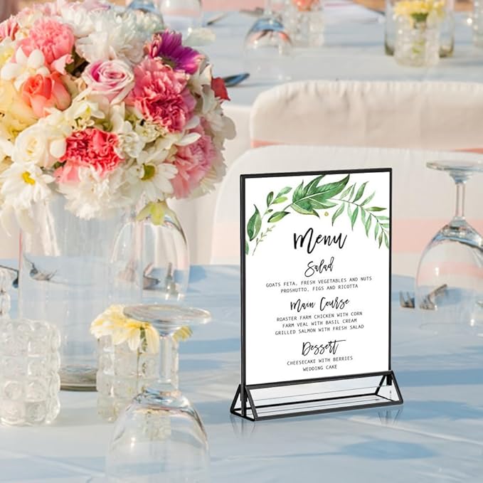 12PCS Acrylic Black Sign Holders, Wedding Table Sign Double Sided Holder - Image 5