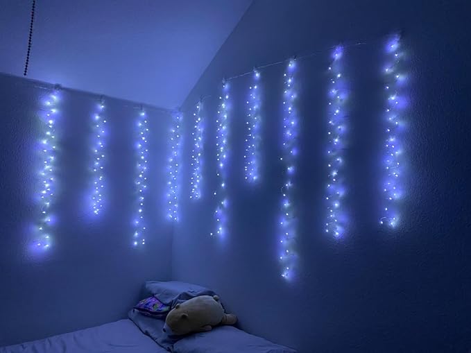 300LED Fairy Curtain Lights, 9.8x9.8Ft Warm White USB Plug in 8 Modes & Timer - Image 8