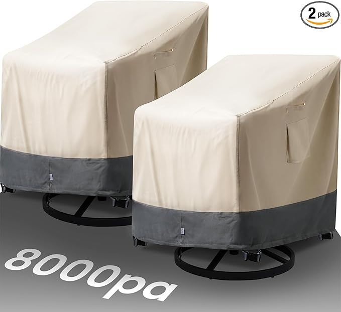 Extra Heavy Duty Patio Chair Covers Waterproof Up to 8000pa, 2 Pack Patio by Kikcoin