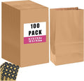 qiqee 100Pcs Treat Paper Bags 5.1"x3.1"x9.4" Brown Party Gift Bag Mini Snack by Qiqee