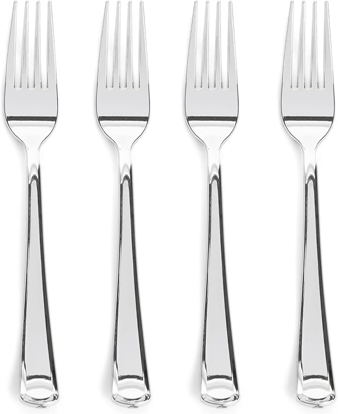 Prestee 300 Plastic Forks Heavy-Duty, Heavyweight Silverware Forks, Fancy by Prestee