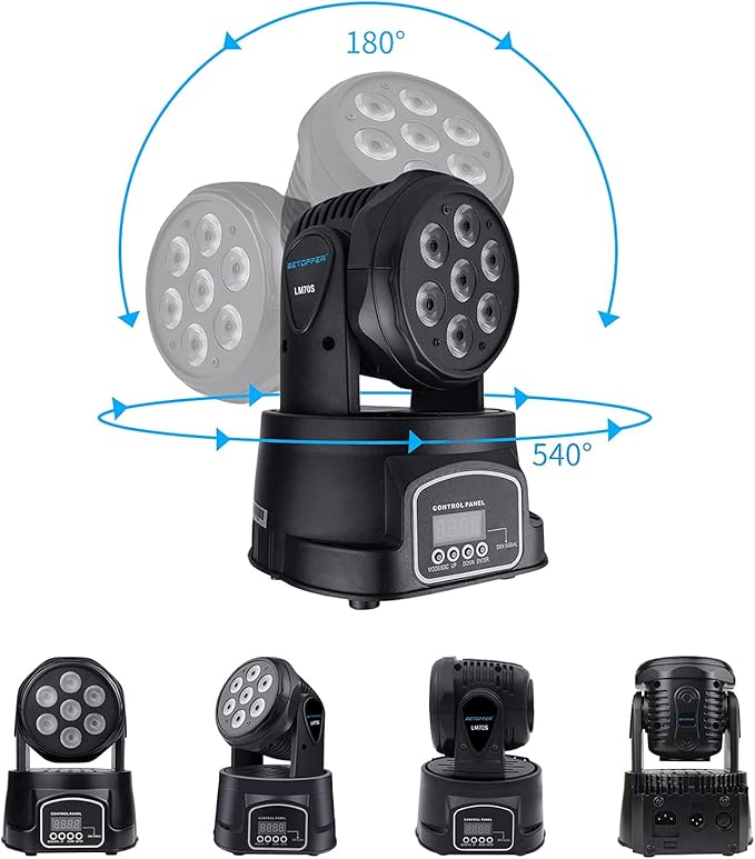 BETOPPER DJ Lights Moving Head, 7x8W RGBW Sound Activated/DMX Lighting - Image 9