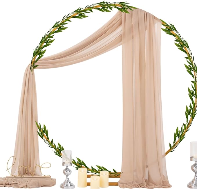 Socomi Wedding Arch Draping Fabric 29" x 20Ft 2 Panels Nude Sheer Outdoor - Image 4