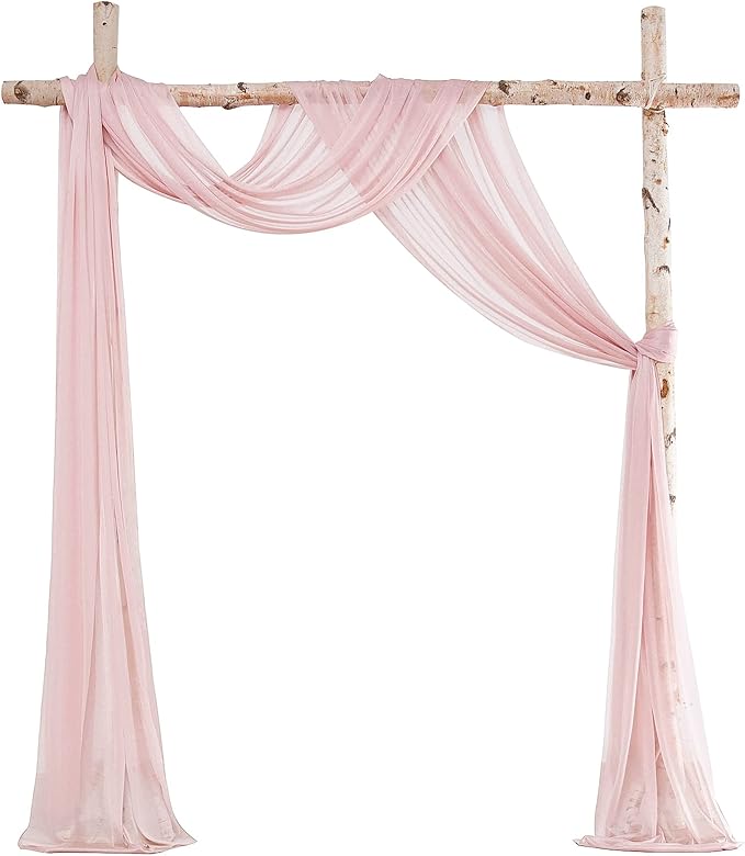 Floroom Wedding Arch Draping Fabric 2 Panels 20Ft Dusty Rose Chiffon Fabric by Floroom